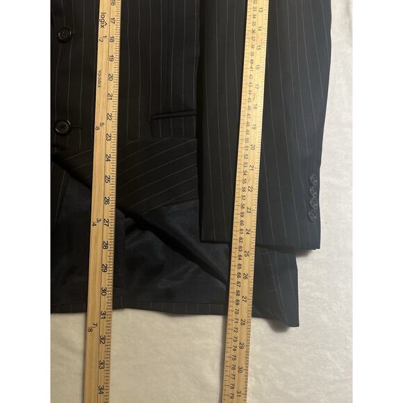 Jos A Bank Mens 41R 36x33 Navy Blue Stripe Wool Cashmere Suit Jacket Pants Set - Picture 12 of 16